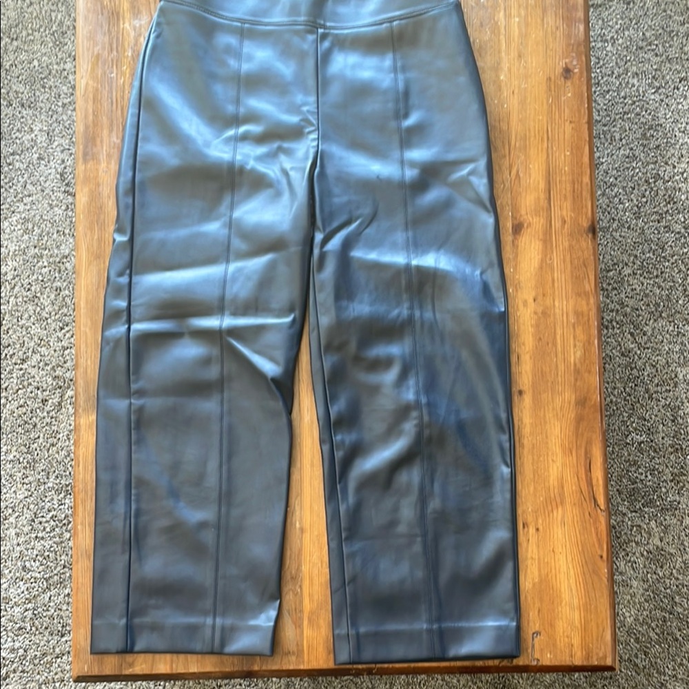 Ann Taylor Navy Faux Leather Pants